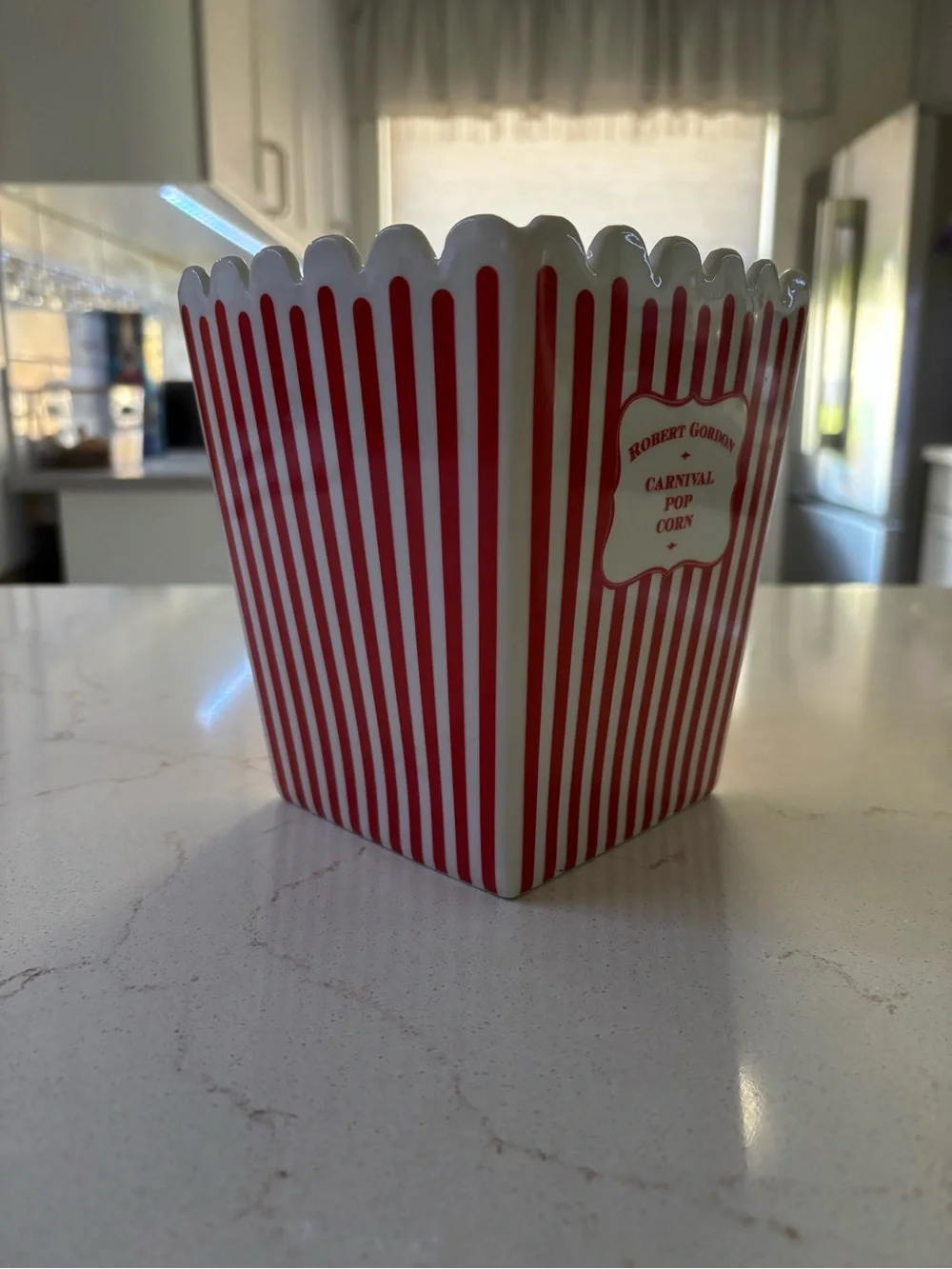 Robert Gordon Australia Ceramic Carnival Pop Corn Bucket - Red & White Striped